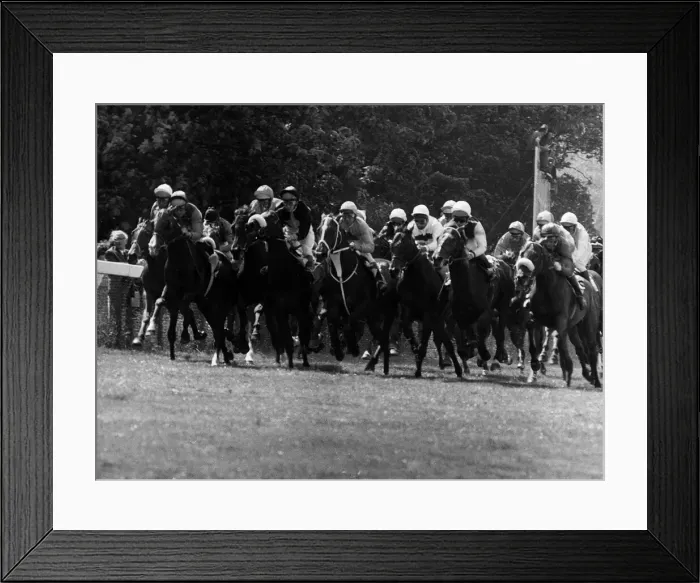 Framed Print : Morston with jockey Eddie Hide leads and goes on to win the Derby at Epsom - June 1973