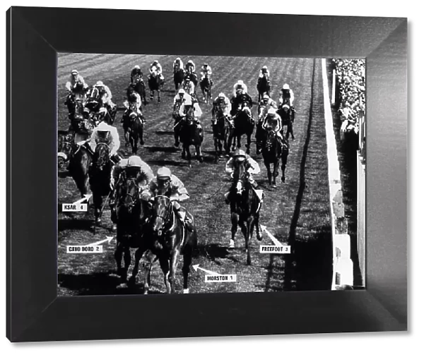 Morston with jockey Eddie Hide leading the Derby and goes on to win at Epsom - June 1973