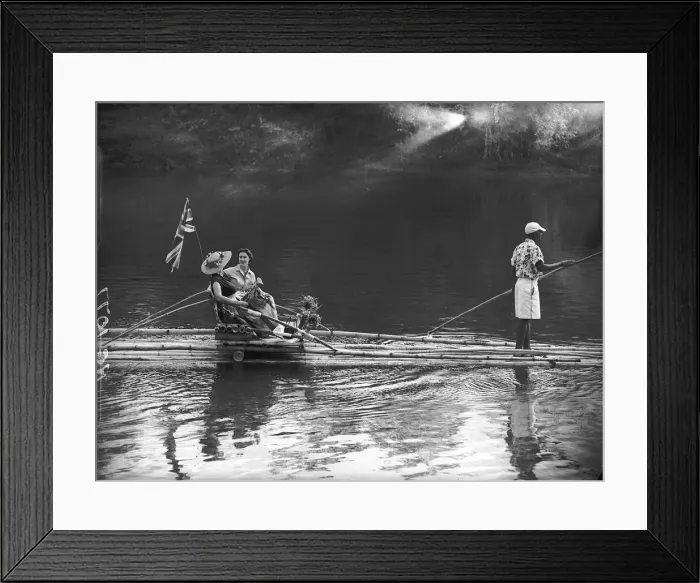 Framed Print : Princess Margaret on raft boat during a visit to Africa 1955
