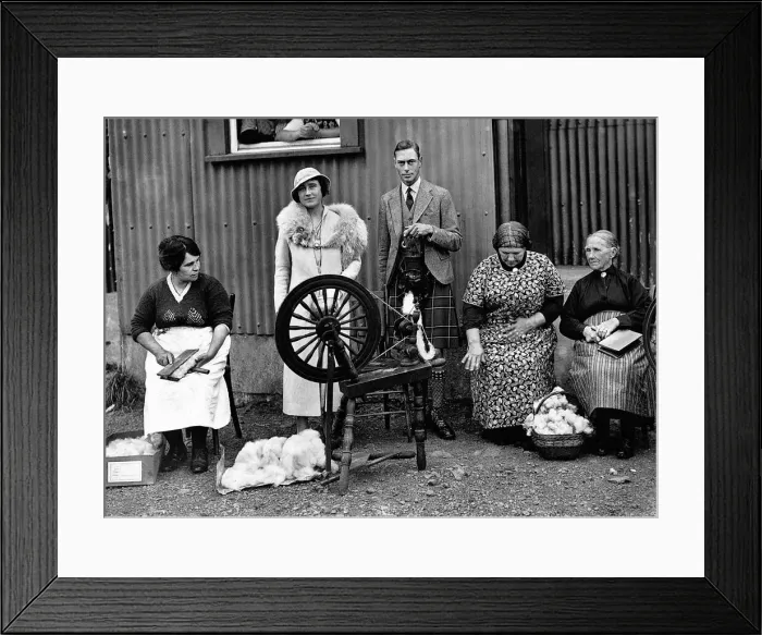 Framed Print : Queen Mother with King George VI 1937 spinning wheel Framed Print : Queen Mother with King George VI 1937 spinning wheel