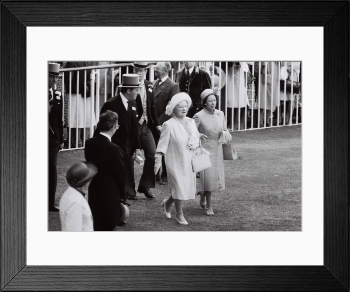 Framed Print : The Queen Mother June 1980 And Princess Margaret walking down the race course Framed Print : The Queen Mother June 1980 And Princess Margaret walking down the race course