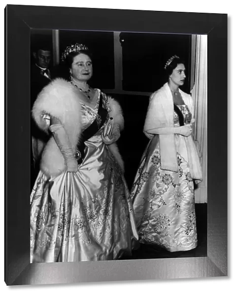 Queen Elizabeth (now Queen Mother) and Princess Margaret at Lambeth Palace for