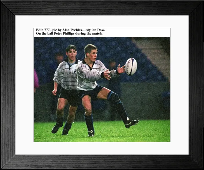 Framed Print : Peter Phillips catching ball during rugby match at Murrayfield Scottish Schools against