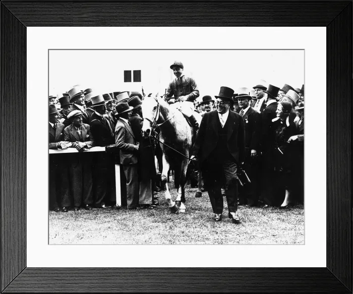 Framed Print : Mahmoud with C Smirke wins Derby at Epsom 1936 led by Aga Khan Framed Print : Mahmoud with C Smirke wins Derby at Epsom 1936 led by Aga Khan