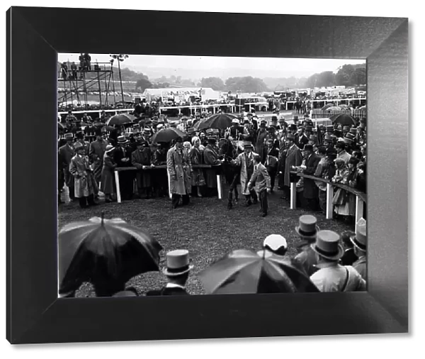Lavandin with W R Johnstone wins Derby at Epsom - 1956 led in by owner Pierre