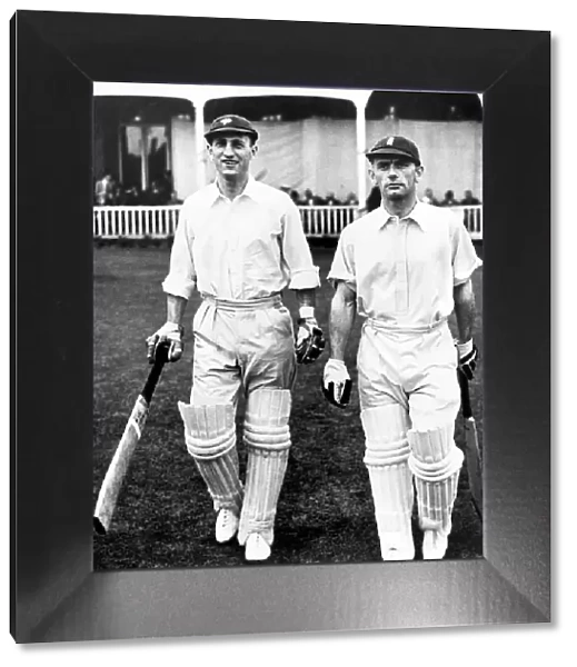 Len Hutton (L) and Cyril Washbrook cricketers circa. 1930