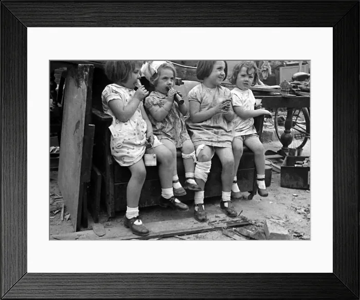 Framed Print : Young children surrounded by bomb damage on St Marys Road, Edmonton July 1944 Framed Print : Young children surrounded by bomb damage on St Marys Road, Edmonton July 1944
