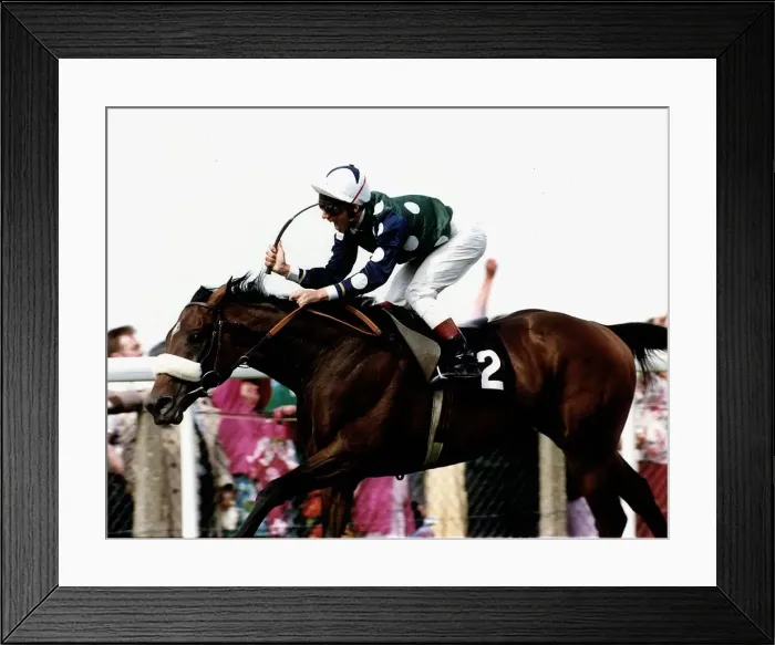 Framed Print : Drum Taps ridden by jockey Frankie Dettori wins at Royal Ascot - June 1993 Framed Print : Drum Taps ridden by jockey Frankie Dettori wins at Royal Ascot - June 1993