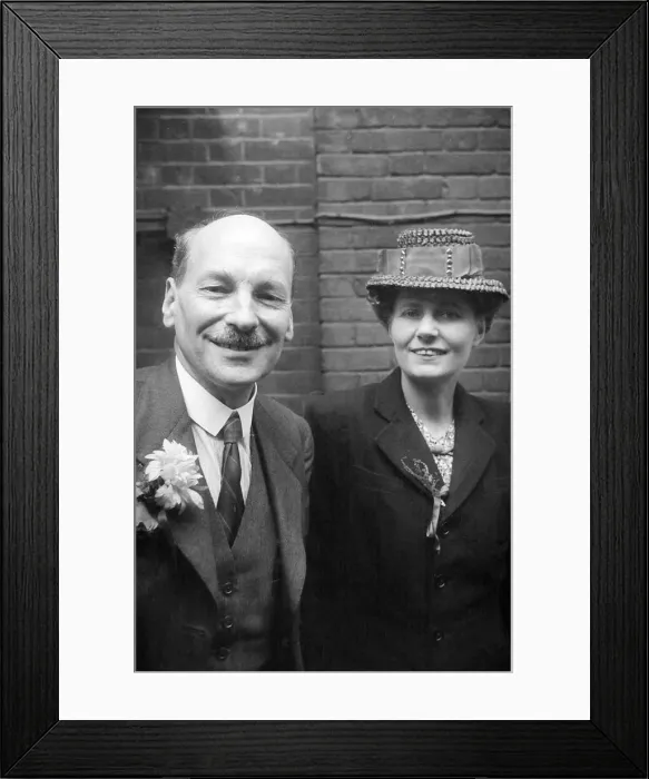 Framed Print : Mr Clement Attlee after Labours election victory 1945 seen here with his wife July Framed Print : Mr Clement Attlee after Labours election victory 1945 seen here with his wife July