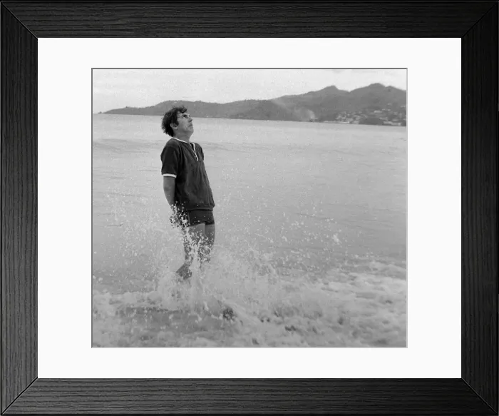 Framed Print : Comedian, actor and publisher Peter Cook during a holiday in Grenada March