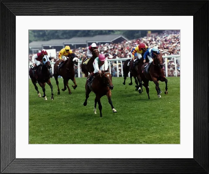 Framed Print : Danehill wins with jockey Willie Carson from Nabeel Dancer (right Framed Print : Danehill wins with jockey Willie Carson from Nabeel Dancer (right