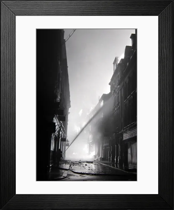 Framed Print : Fires from High Explosive during the 2nd Fire of London Ave Maria Lane December1940 Framed Print : Fires from High Explosive during the 2nd Fire of London Ave Maria Lane December1940