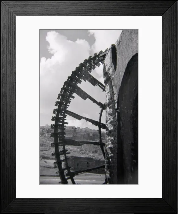 Framed Print : A giant water wheel used to irrigate the fields around the Northern Syrian town of Rastan