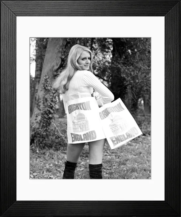 Framed Print : 20 year old Tonia Kinchin February 1971 shows off Brightons latest publicity gimmick