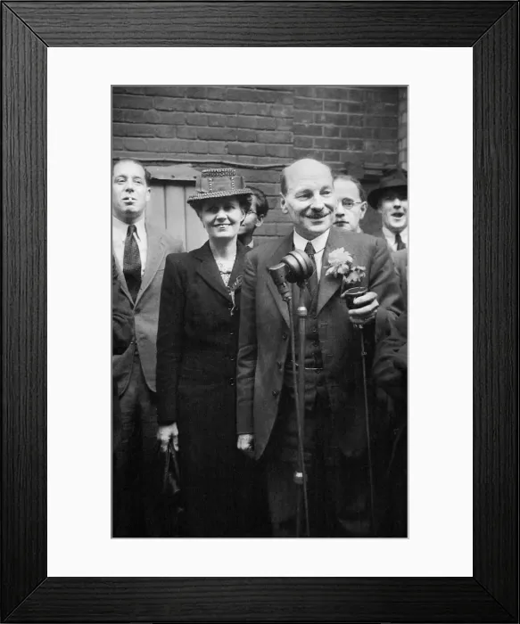 Framed Print : Mr Clement Attlee after Labours election victory of July 1945 seen here with his wife Framed Print : Mr Clement Attlee after Labours election victory of July 1945 seen here with his wife