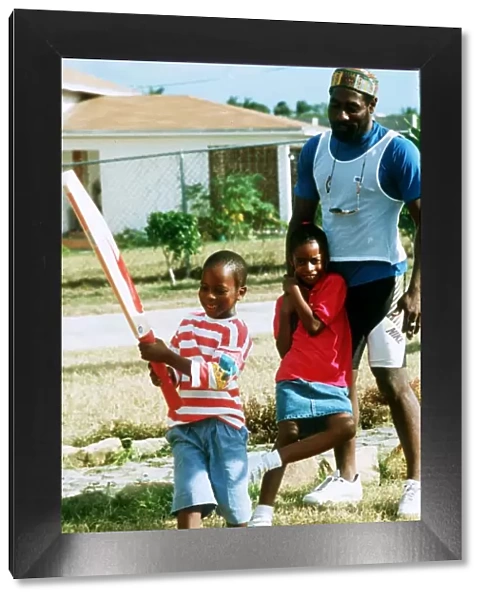 West Indies cricketer Viv Richards in Antigua with family. 22nd January 1990