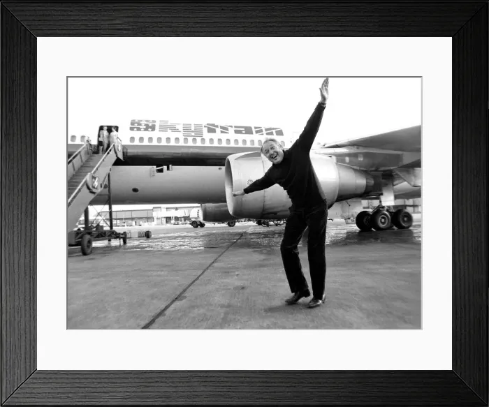 Framed Print : Millionaire airline owner Freddie Laker at Gatwick airport this afternoon September Framed Print : Millionaire airline owner Freddie Laker at Gatwick airport this afternoon September