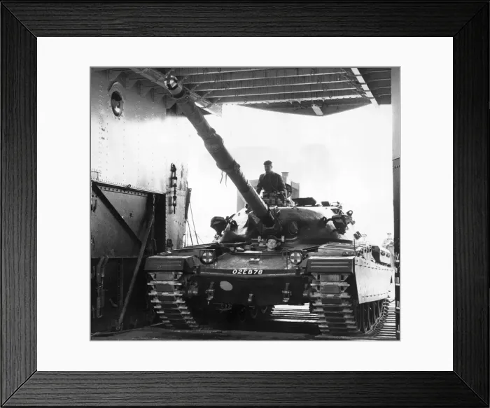 Framed Print : One of four Chieftan tanks being loaded on to the Tank Landing Craft Andalsnes Framed Print : One of four Chieftan tanks being loaded on to the Tank Landing Craft Andalsnes