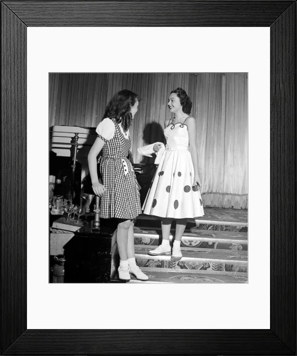 Framed Print : Teengagers June Allen and Audrey Manning wearing dresses November 1951 Framed Print : Teengagers June Allen and Audrey Manning wearing dresses November 1951