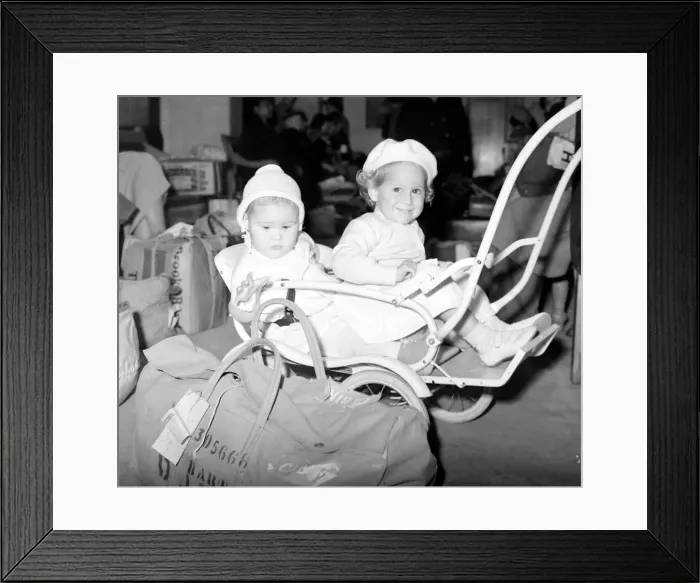 Framed Print : Families from Suez Canal Zone circa 1951