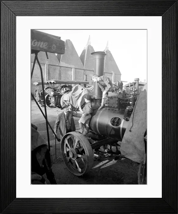 Framed Print : Eric and Donald Skinner with Chris Lambert at Steamroller Museum December 1951 Framed Print : Eric and Donald Skinner with Chris Lambert at Steamroller Museum December 1951