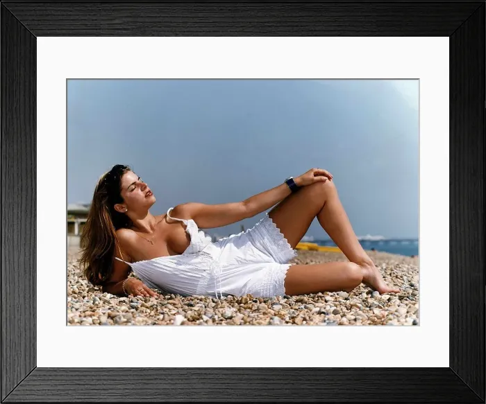 Framed Print : Sarah Jane Aikenhead nineteen year old dancer on Brighton beach after spending six months