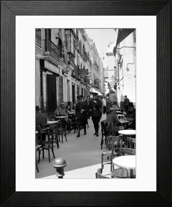 Framed Print : Seville Spain - Street Scene Police Patrol cafes circa 1955 Framed Print : Seville Spain - Street Scene Police Patrol cafes circa 1955