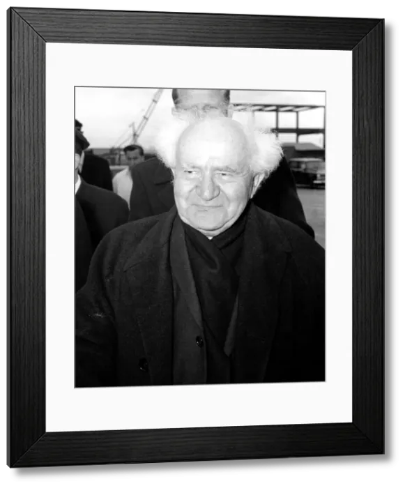 Framed Print : Ben Gurion, ex Prime Minister of Israel arrived at London this afternoon from Tel Aviv