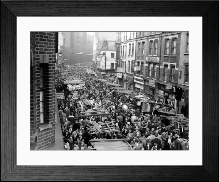 Framed Print : Petticoat Lane Market Day London December 1957 London Petticoat Framed Print : Petticoat Lane Market Day London December 1957 London Petticoat