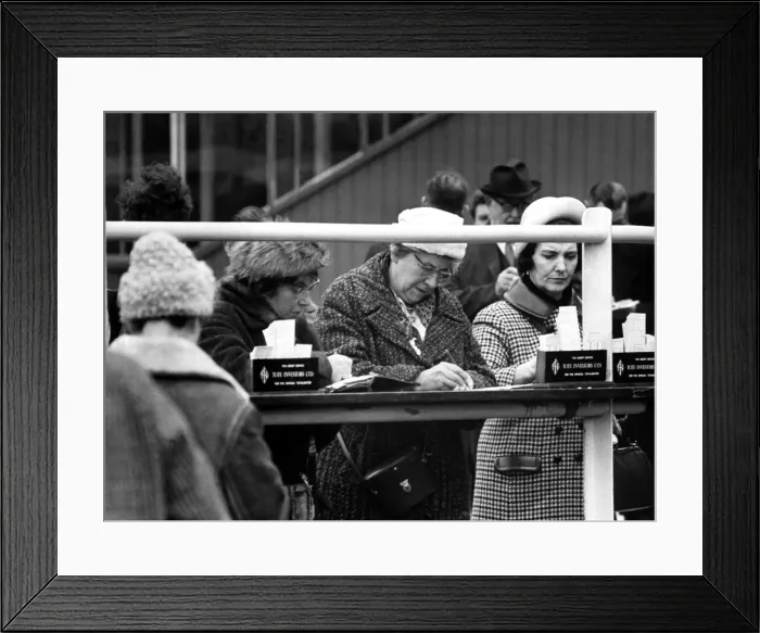 Framed Print : The ladies seem to find betting a serious business February 1965 Framed Print : The ladies seem to find betting a serious business February 1965