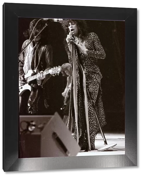 Aerosmith in Concert at Pontiac Stadium, Detroit, USA - May 1976 Steve Tyler lead