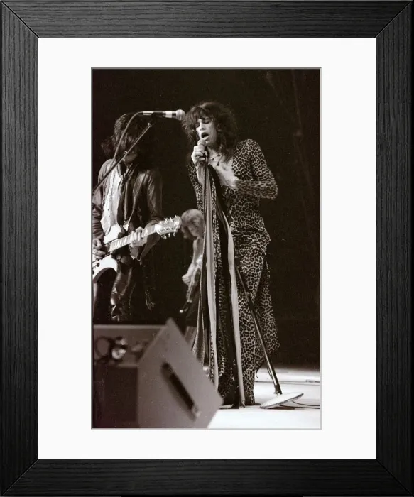 Framed Print : Aerosmith in Concert at Pontiac Stadium, Detroit, USA - May 1976 Steve Tyler lead Framed Print : Aerosmith in Concert at Pontiac Stadium, Detroit, USA - May 1976 Steve Tyler lead