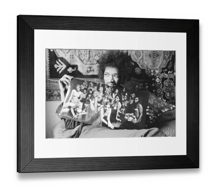Framed Print : Musician Jimi Hendrix in London January 1969 at his Mayfair flat which was once Framed Print : Musician Jimi Hendrix in London January 1969 at his Mayfair flat which was once