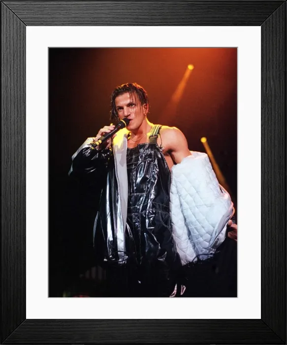 Framed Print : Pop star Peter Andre on stage at Concert Hall in Glasgow circa 1997
