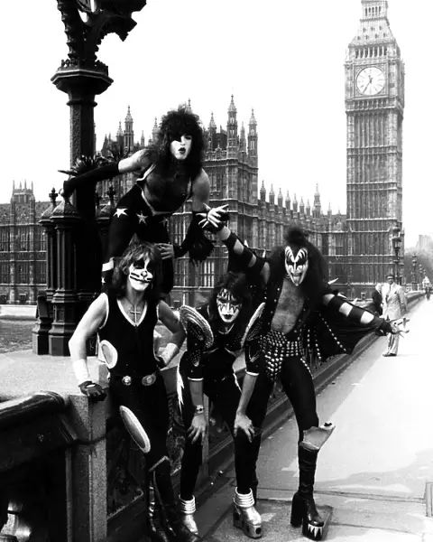Kiss, American rock band arrived in the UK today, the four man group landed at Heathrow