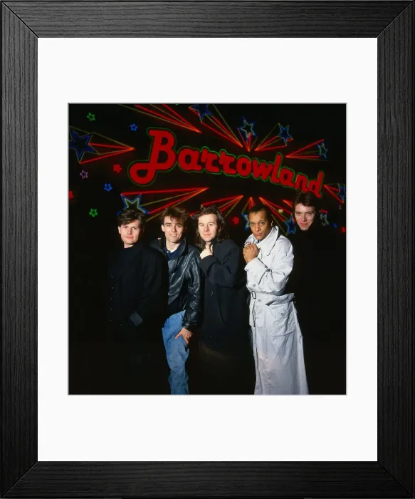 Framed Print : Simple Minds pop group band outside the Barrowlands in Glasgow circa 1995 Framed Print : Simple Minds pop group band outside the Barrowlands in Glasgow circa 1995
