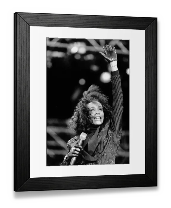 Framed Print : Whitney Houston US singer at the Nelson Mandela Birthday Concert at the Wembly stadium in