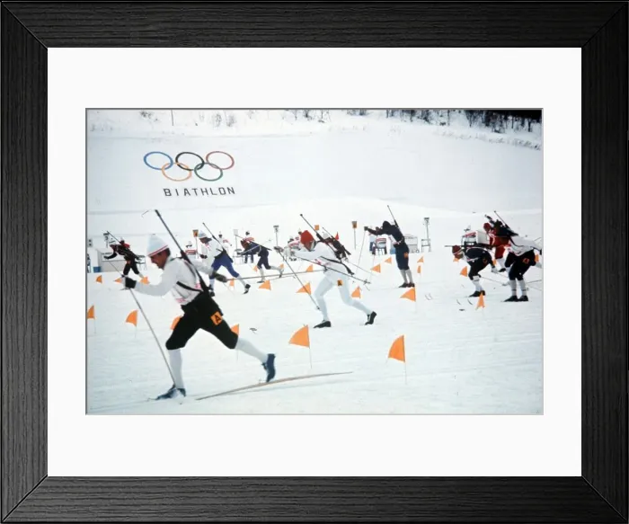 Framed Print : Sapporo Winter Olympics February 1972 Biathalon relay start