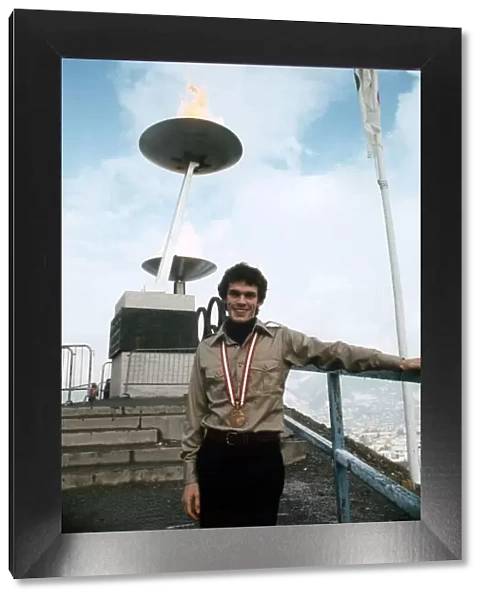 John Curry Ice Skater with his Olympic Gold medal February 1976 at the 1976 Winter