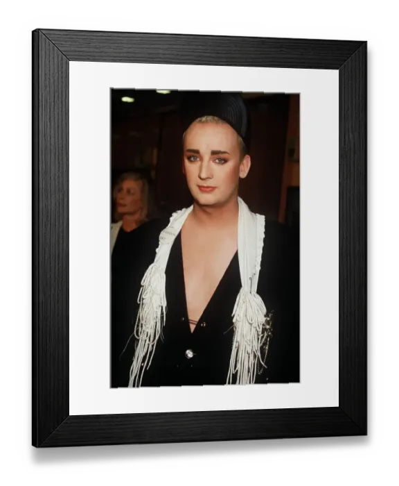 Framed Print : Boy George Pop Singer at a charity auction at Christies in aid of the AIDS Crisis Trust