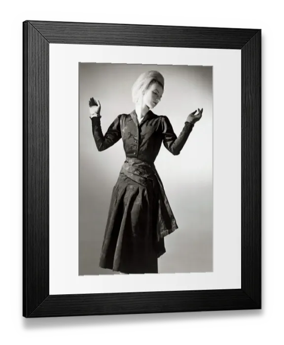 Framed Print : Fashion - Afternoon Dress - 1940s A Black afternoon dress by Bainca mosca
