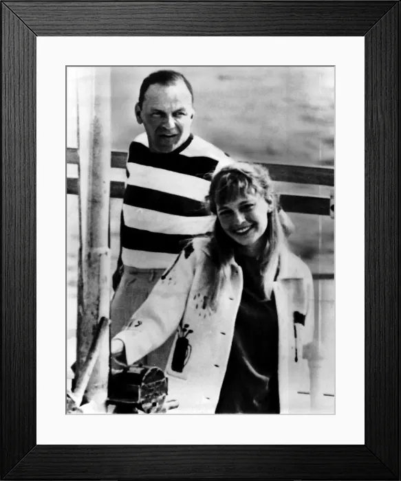 Framed Print : Frank Sinatra with Mia Farrow on a boat Framed Print : Frank Sinatra with Mia Farrow on a boat