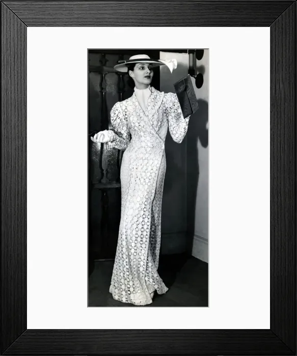 Framed Print : Ascot Ensemble - January 1938 Coat of white lace White bancok hat is trimmed Framed Print : Ascot Ensemble - January 1938 Coat of white lace White bancok hat is trimmed