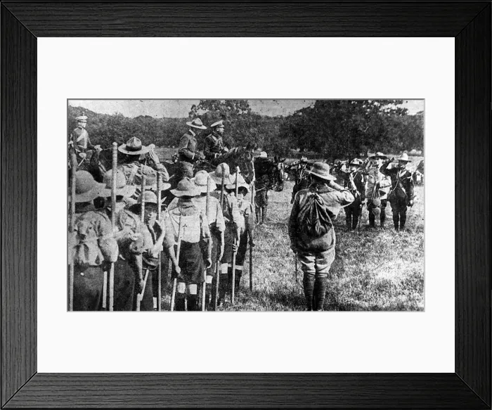 Framed Print : King George V with Sir Robert Baden Powell in 1911 reviewing the boy scouts at a Framed Print : King George V with Sir Robert Baden Powell in 1911 reviewing the boy scouts at a