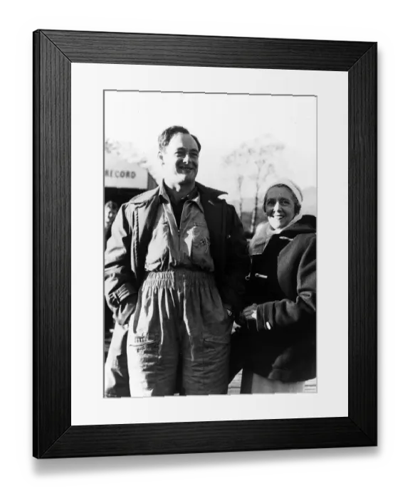 Framed Print : Donald Campbell with mother Lady Campbell in 1957 after breaking the world water