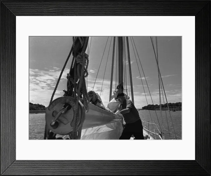 Framed Print : Sir Francis Chichester on board his yacht Gypsy Moth IV 1966 proir to his solo round Framed Print : Sir Francis Chichester on board his yacht Gypsy Moth IV 1966 proir to his solo round