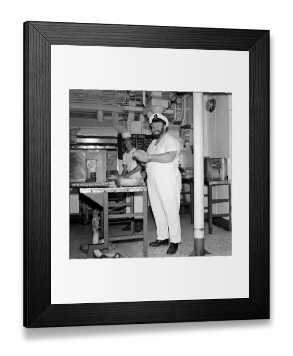Framed Print : Petty Officer Alexander reid, a cook on board HMS Ark Royal seen in the galley as Framed Print : Petty Officer Alexander reid, a cook on board HMS Ark Royal seen in the galley as