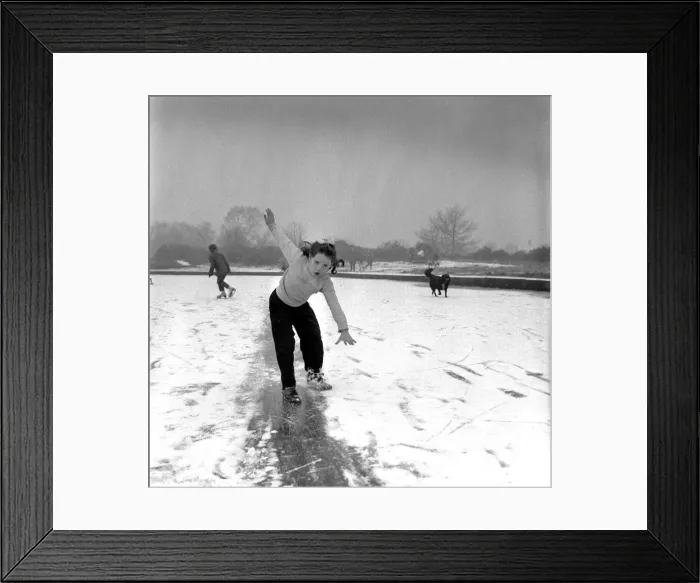 Framed Print : Weather - Snow - Ice - Ice Skating - Children Little girl Jane Weaver makes fast Framed Print : Weather - Snow - Ice - Ice Skating - Children Little girl Jane Weaver makes fast