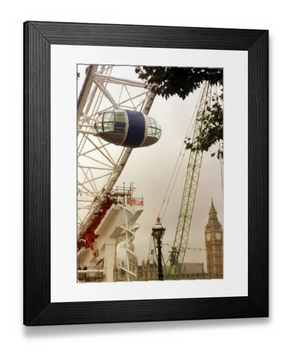 Framed Print : Millennium Wheel London Eye Nov 1999 Workmen check the first capsule to be put Framed Print : Millennium Wheel London Eye Nov 1999 Workmen check the first capsule to be put