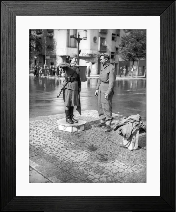 Framed Print : A spot of fraternising between a Russian army girl on traffic duty Framed Print : A spot of fraternising between a Russian army girl on traffic duty